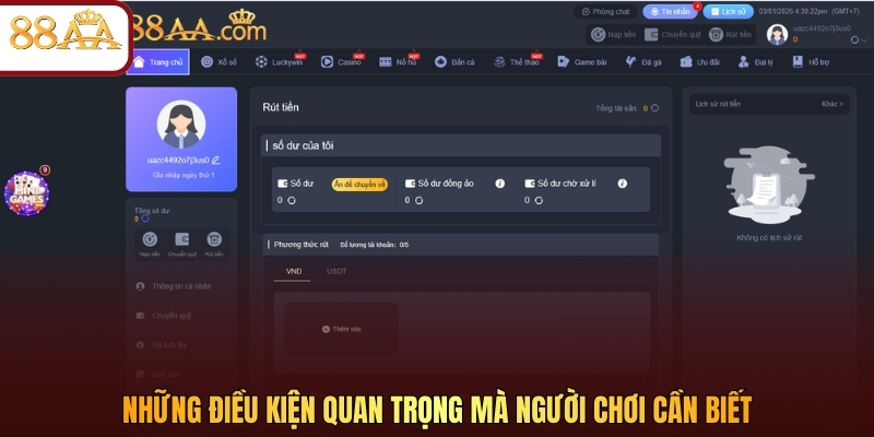 Những điều kiện quan trọng mà người chơi cần biết 